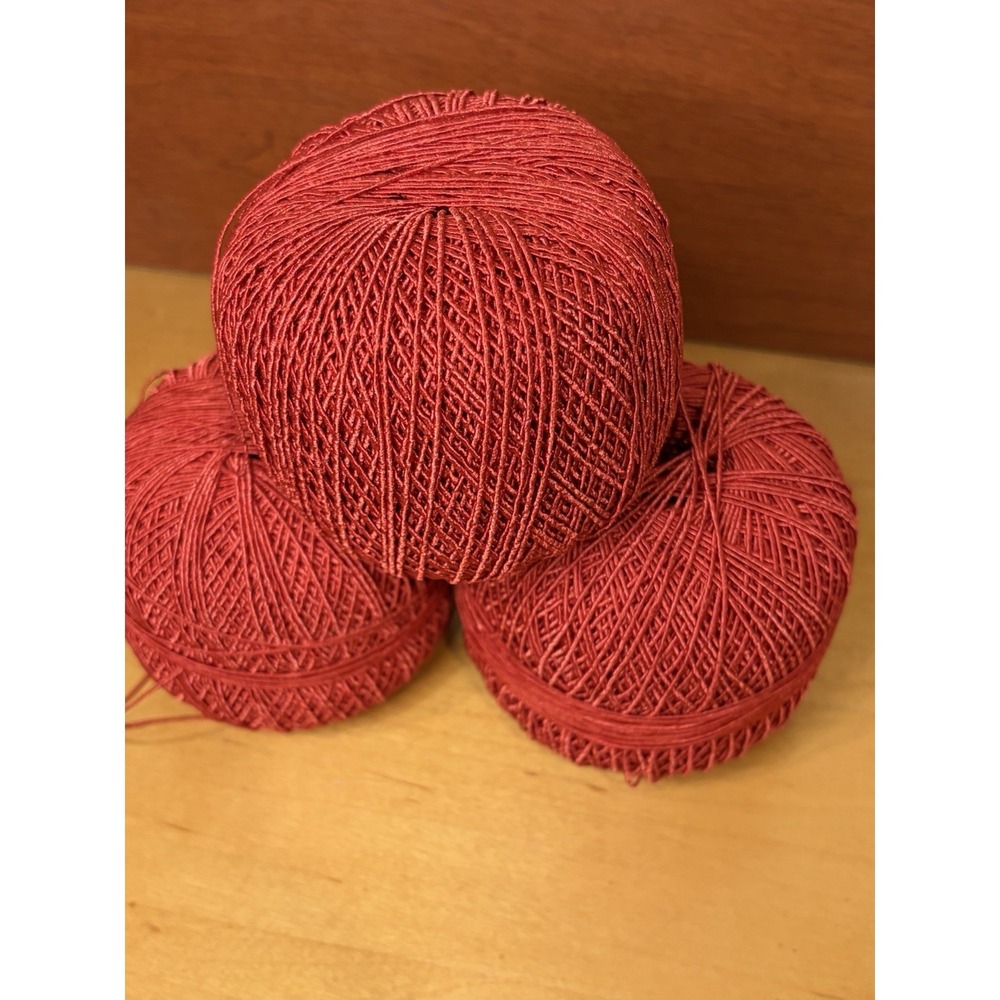 Lot of 3 Crochet Turkish Knitting Threads Spools True-Red 12 Oz